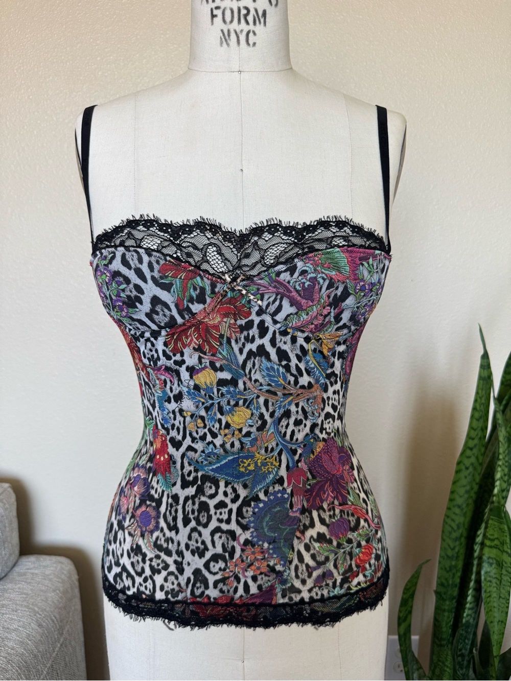 Just Cavalli Floral Animal Print Corset